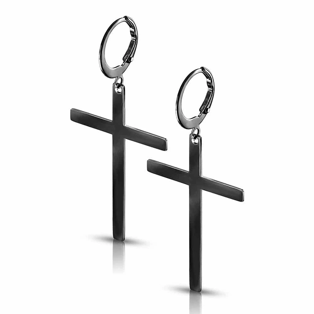 Large Cross Dangle Cuff Earrings