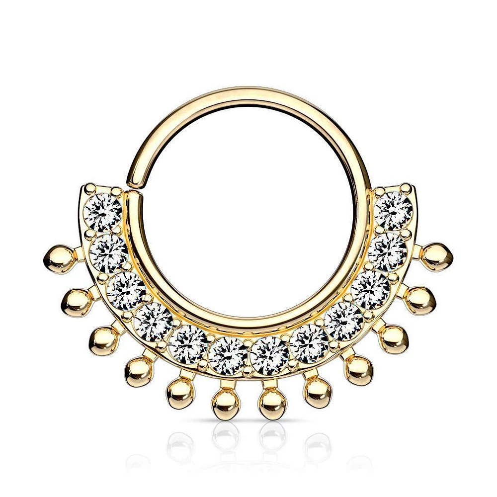 Jewel + Dotwork Bendable Ring 16g