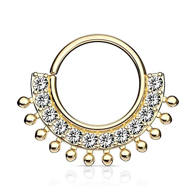 Jewel + Dotwork Bendable Ring 16g