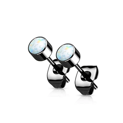 PREMIUM Bezel-Set Opal Studs