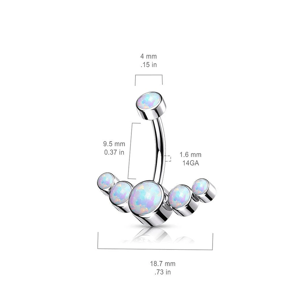 PREMIUM Titanium Opal Rim Navel Barbell 14g