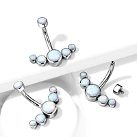 PREMIUM Titanium Opal Rim Navel Barbell 14g