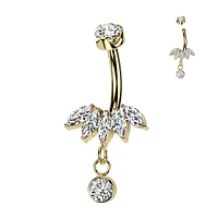 PREMIUM Marquise Single Accent Crystal Navel Dangle 14g