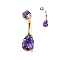 PREMIUM Titanium Crystal Tear Drop Navel Barbell 14g