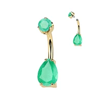 PREMIUM Titanium Crystal Tear Drop Navel Barbell 14g
