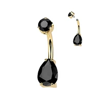 PREMIUM Titanium Crystal Tear Drop Navel Barbell 14g