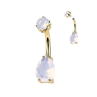 PREMIUM Titanium Crystal Tear Drop Navel Barbell 14g