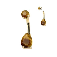 PREMIUM Titanium Crystal Tear Drop Navel Barbell 14g