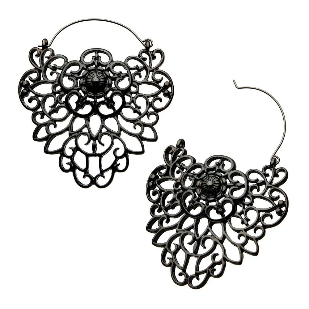 Black Lace Filigree Tunnel Hangers