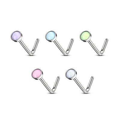 PREMIUM Bezel-Set Moonstone Nose Pin 18g