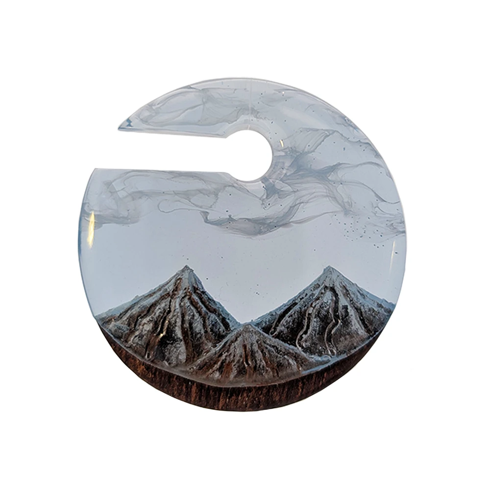 Wood and Epoxy Snowy Mountains Ear Weights 00g