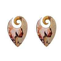 Wood and Epoxy Howling Wolf Ear Weights 0g