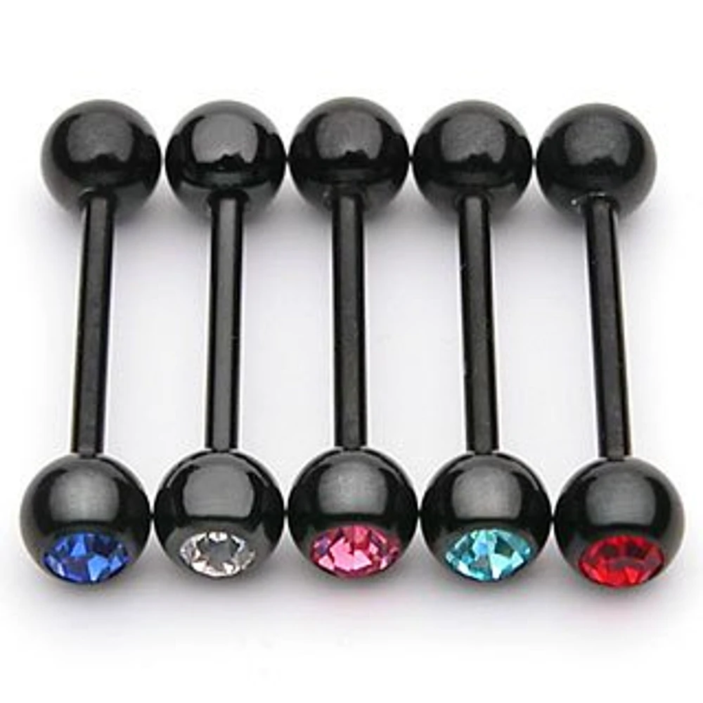 Blackline Crystal Tongue Barbell 14g