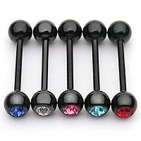 Blackline Crystal Tongue Barbell 14g