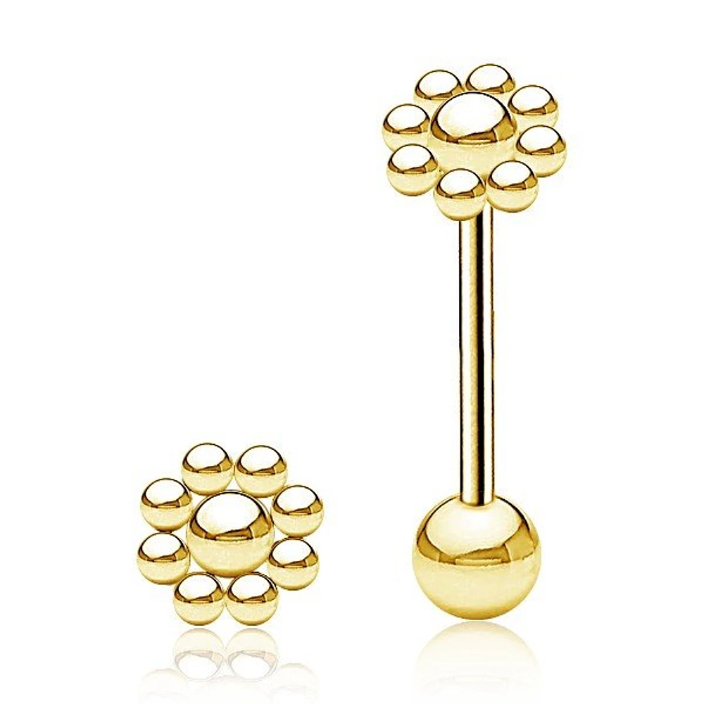 PREMIUM Bead Flower Tongue Barbell 14g