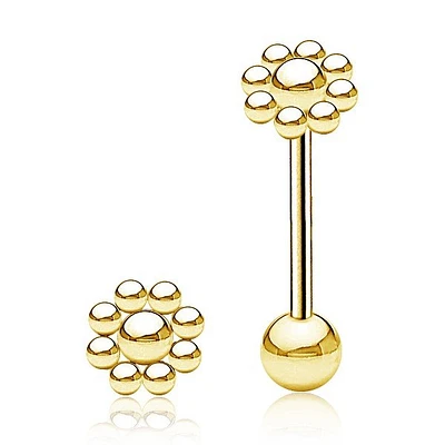 PREMIUM Bead Flower Tongue Barbell 14g