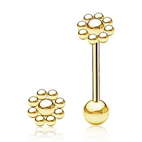 PREMIUM Bead Flower Tongue Barbell 14g