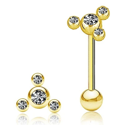 PREMIUM Floating Crystal Tongue Barbell 14g