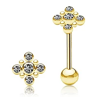 PREMIUM Dotwork Crystal Tongue Barbell 14g