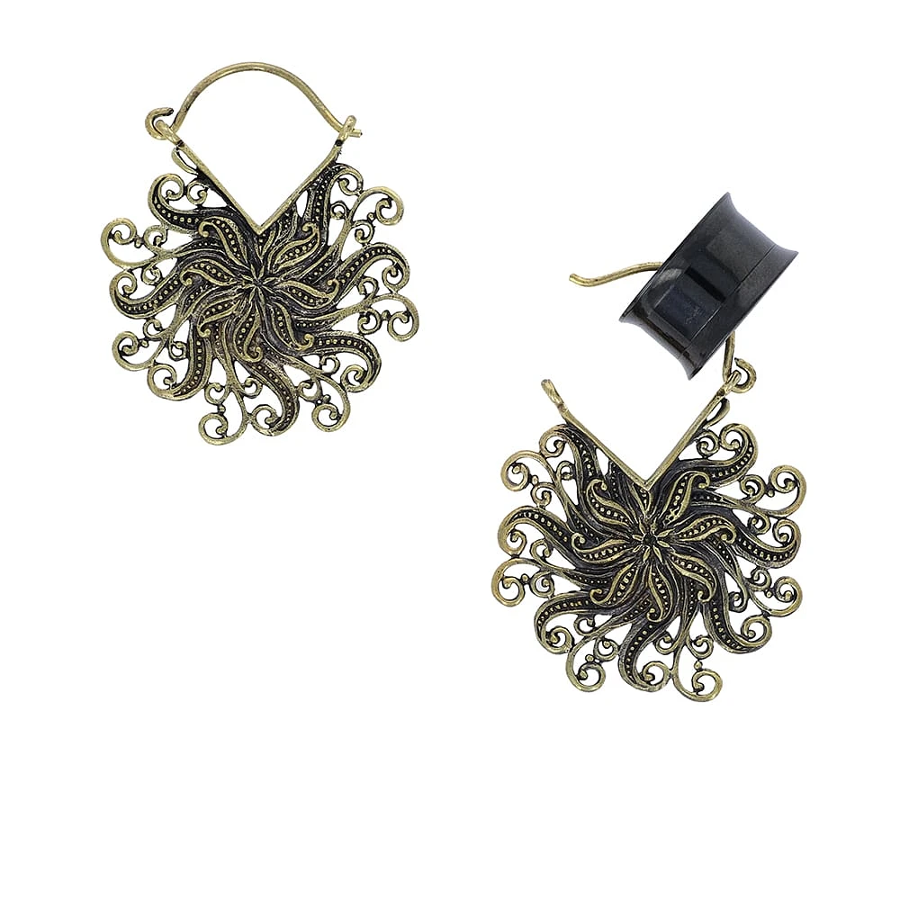 Sea Flower Mandala Brass Hangers