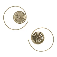 Brass Coiled Disk Spiral Earrings