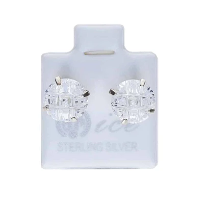 Surgical Steel Clear Etched Round Ice Earrings