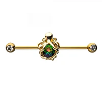 PREMIUM Vitrail Octopus Industrial Barbell 14g