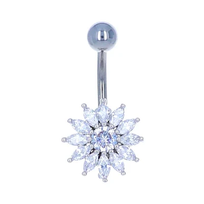 Claw-Set Sunflower Navel Barbell 14g