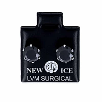 Surgical Steel Black Round Ice Earrings
