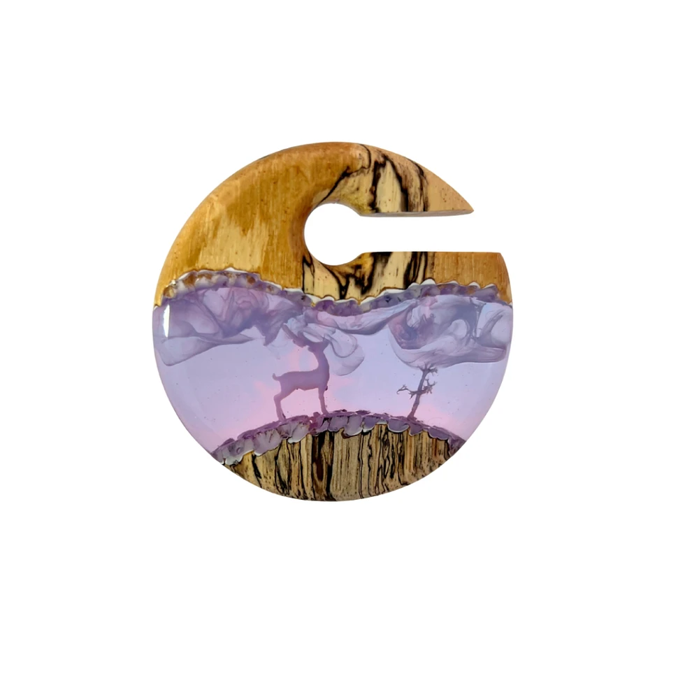 Wood and Epoxy Smoky Deer Ear Weights 00g