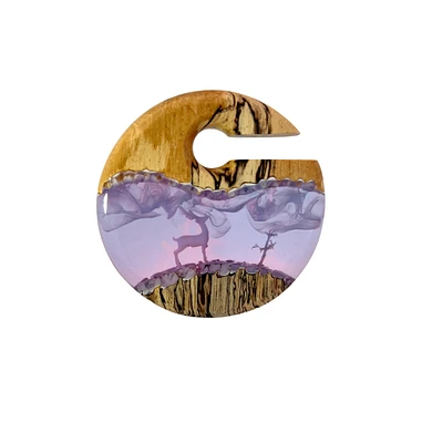 Wood and Epoxy Smoky Deer Ear Weights 00g