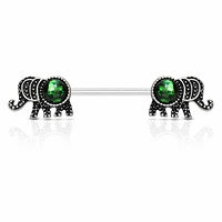 Green Opal Elephant Nipple Barbell 14g