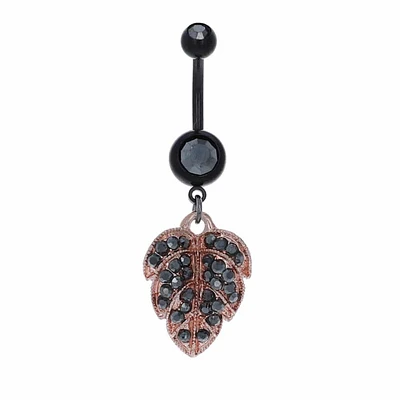 Two-Tone Leaf Navel Dangle 14g
