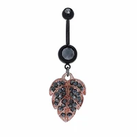 Two-Tone Leaf Navel Dangle 14g