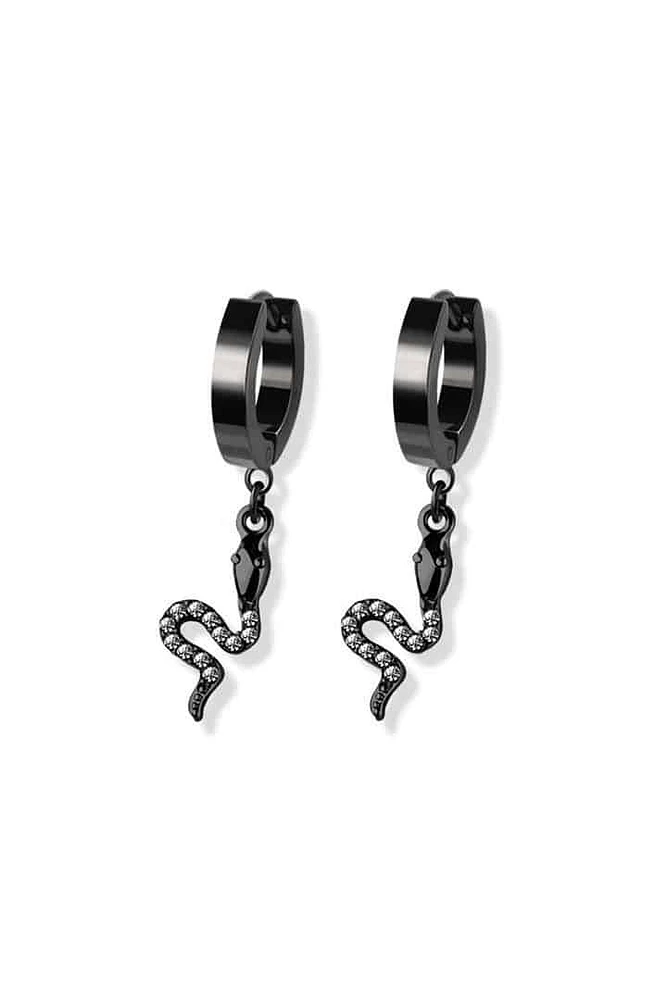 Paved Snake Dangle Cuff Earrings