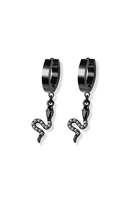 Paved Snake Dangle Cuff Earrings