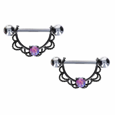 Filigree + Pink Opal Nipple Shield 14g