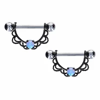 Filigree + Soft Blue Opal Nipple Shield 14g