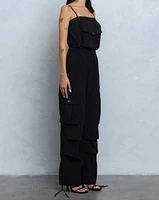 Tube Top Parachute Cargo Jumpsuit