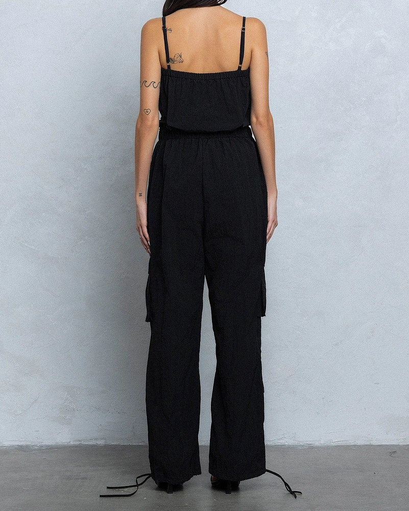 Tube Top Parachute Cargo Jumpsuit