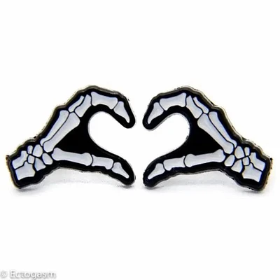 Skeleton Horror Heart Pin Set