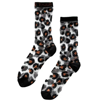 Sheer Leopard Print Socks