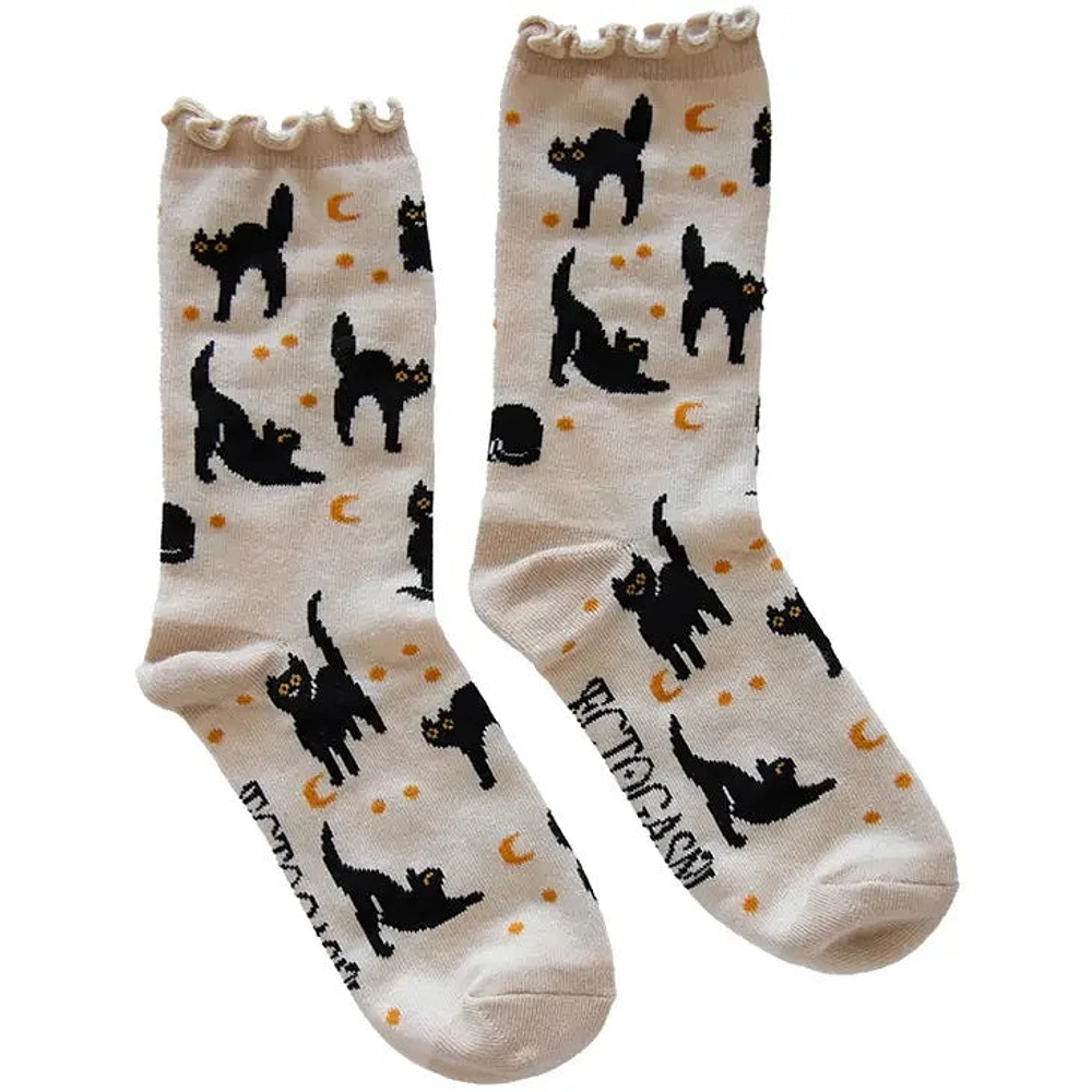 Calcetines con volantes de gato negro