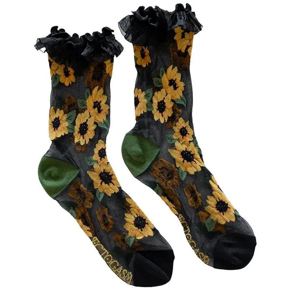 Chaussettes tournesol transparentes avec dentelle