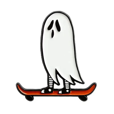 Skateboarding Ghost Enamel Pin