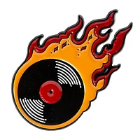 Flaming Vinyl Record Pin