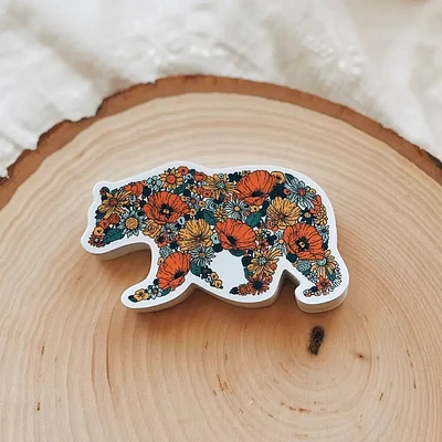 Floral Bear Vinyl Sticker