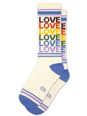 Calcetines de canalé con diseño de arcoíris vintage de Love