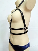 Leatherette Belt Choker And Waist Harness