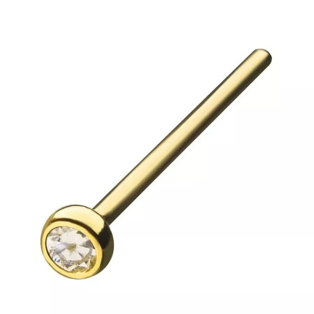 14Kt 18G Bez Gem Bend To Fit Nose Pin